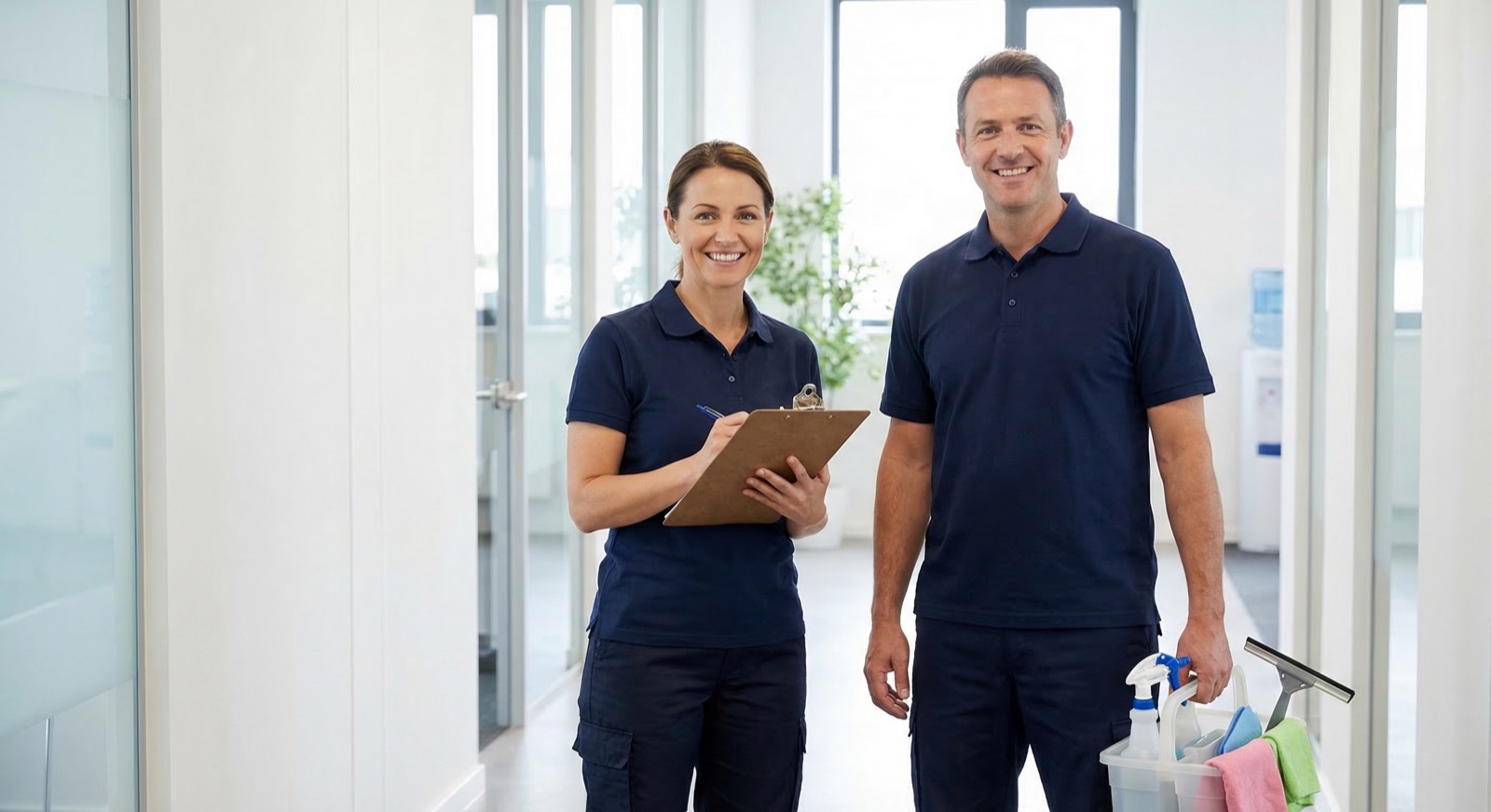 Coasties Commercial Cleaning team with certifications and PPE in a healthcare environment
