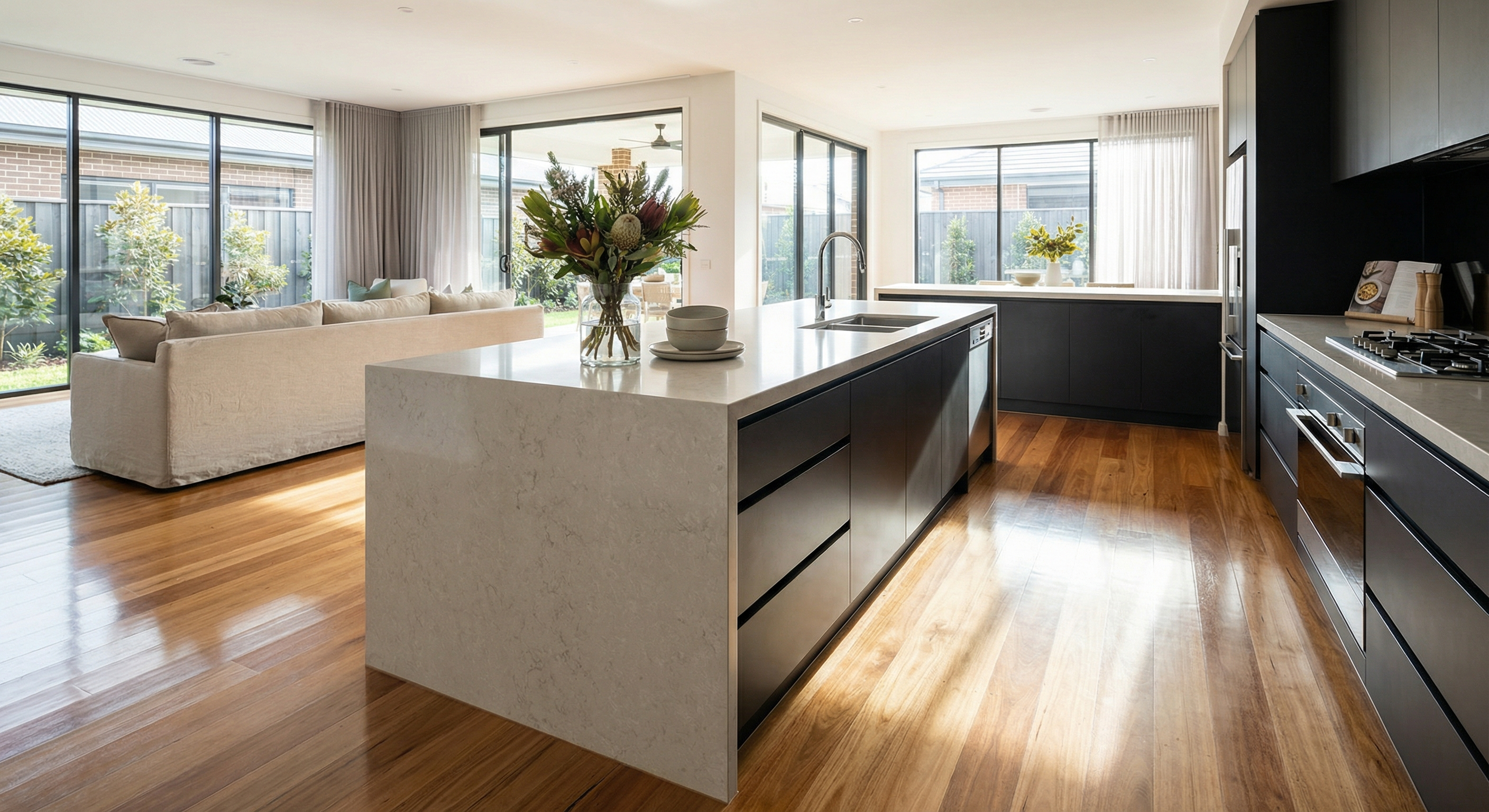 Professional display home cleaning in progress